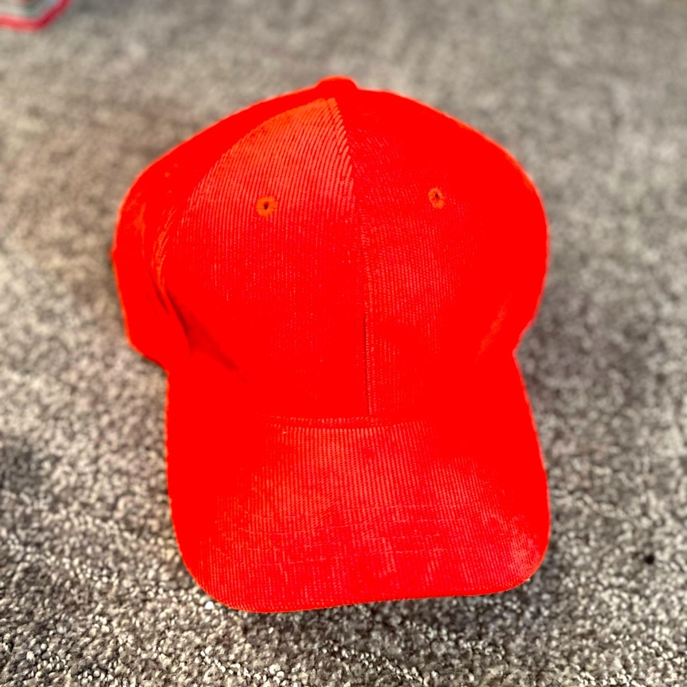 Red and black suede hat